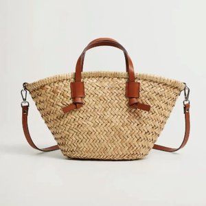 Mango Double strap mini basket bag Brown
